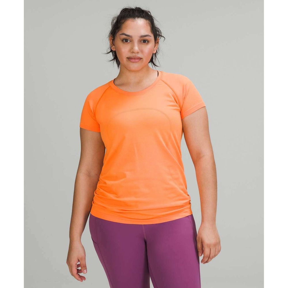 Lululemon Swiftly Tech Short Sleeve Shirt Orange Soda Athletic Sz 8 Workout Gym